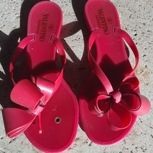 Valentino flip flops, duster bag, box